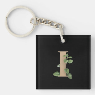 Porte-clés LETTRE D'OR MONOGRAPHIQUE BOtanique Élégante I