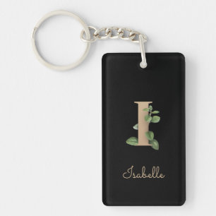 Porte-clés LETTRE D'OR MONOGRAPHIQUE BOtanique Élégante I