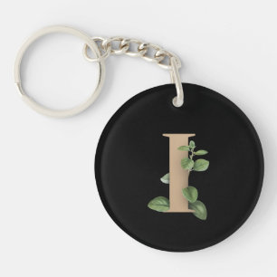 Porte-clés LETTRE D'OR MONOGRAPHIQUE BOtanique Élégante I