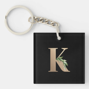 Porte-clés LETTRE D'OR MONOGRAPHIQUE BOtanique Élégante K