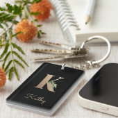 Porte-clés LETTRE D'OR MONOGRAPHIQUE BOtanique Élégante K (Devant droit)