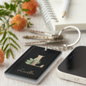 Porte-clés LETTRE D'OR MONOGRAPHIQUE BOtanique Élégante L (Devant droit)