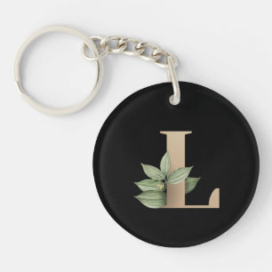 Porte-clés LETTRE D'OR MONOGRAPHIQUE BOtanique Élégante L