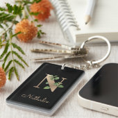 Porte-clés LETTRE D'OR MONOGRAPHIQUE BOtanique Élégante N (Devant droit)