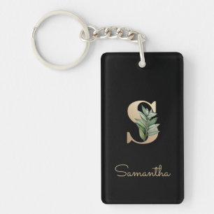 Porte-clés LETTRE D'OR MONOGRAPHIQUE BOtanique Élégante S