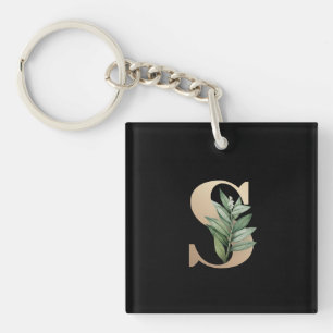 Porte-clés LETTRE D'OR MONOGRAPHIQUE BOtanique Élégante S