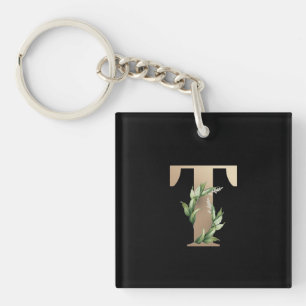 Porte-clés LETTRE D'OR MONOGRAPHIQUE BOtanique Élégante T