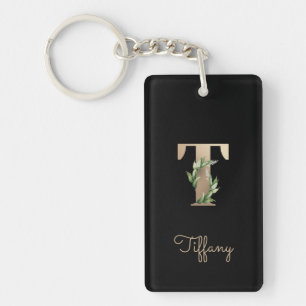 Porte-clés LETTRE D'OR MONOGRAPHIQUE BOtanique Élégante T