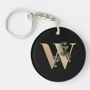 Porte-clés LETTRE D'OR MONOGRAPHIQUE BOtanique Élégante W