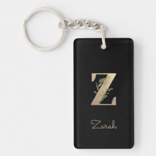 Porte-clés LETTRE D'OR MONOGRAPHIQUE BOtanique Élégante Z