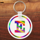 Porte-clés Lettre E arc-en-ciel (Recto)