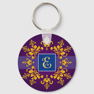 Porte-clés Lettre E dorée élégante baroque
