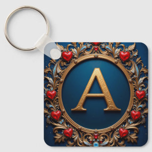 Porte-clés Lettre Élégante A Avec Détails De Coeur Doré ✨