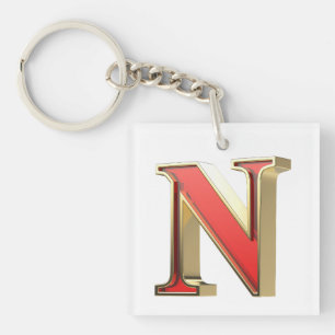 Porte-clés Lettre en verre rouge N