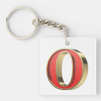 Porte-clés Lettre en verre rouge O
