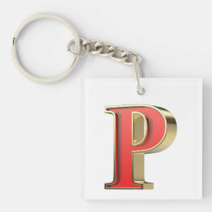 Porte-clés Lettre en verre rouge P