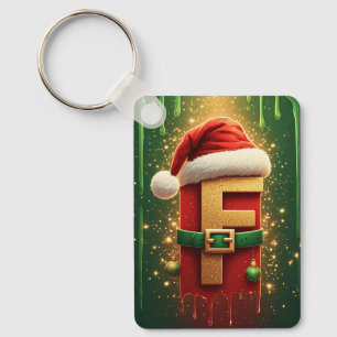 Porte-clés Lettre F de Santa avec couronne pour la décoration