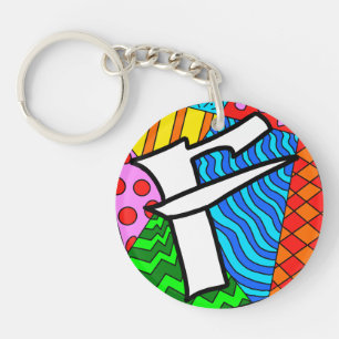 Porte-clés Lettre F Doodles colorés