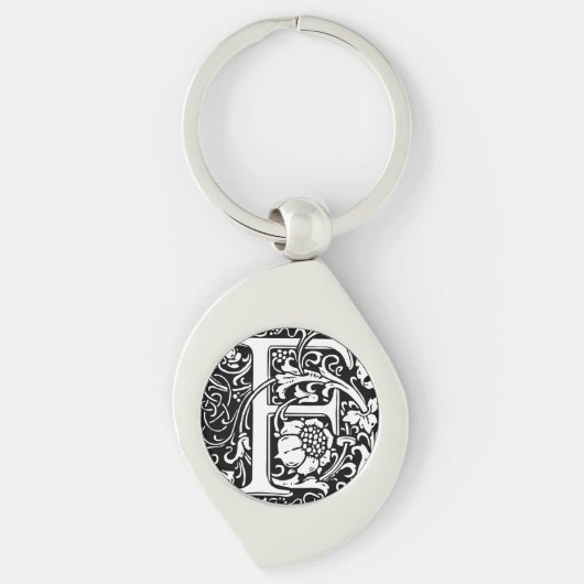 Porte-clés Lettre F Monogramme médiéval Art Nouveau (Devant)