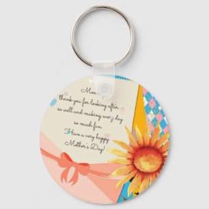 Porte-clés LETTRE Fleur de Tournesol Envelope Fête des Mères