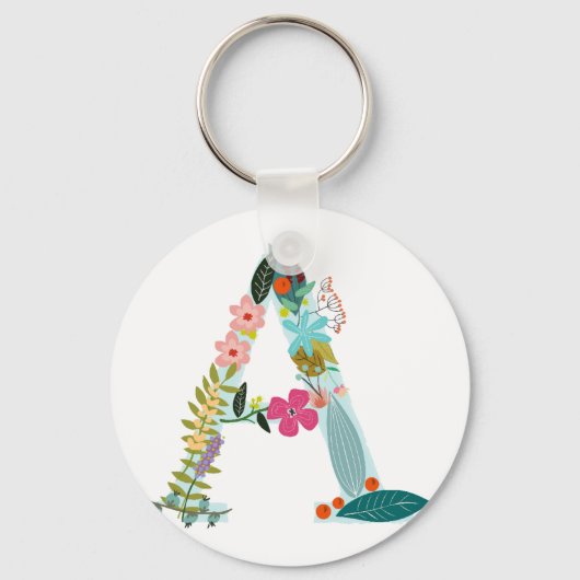 Porte-clés Lettre Florale A Monogramme initial (Recto)
