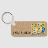 Porte-clés Lettre Florale médiévale illuminée C Monogramme (Verso)