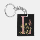 Porte-clés LETTRE Florale Parties scintillant rose L (Devant gauche)