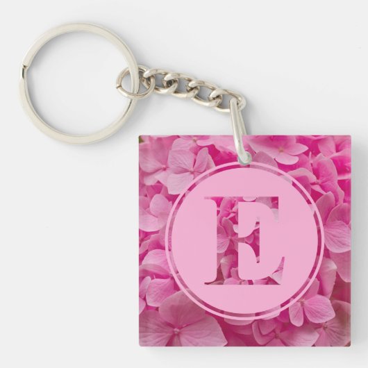 Porte-clés LETTRE Florale rose "E" ET XO (Devant)