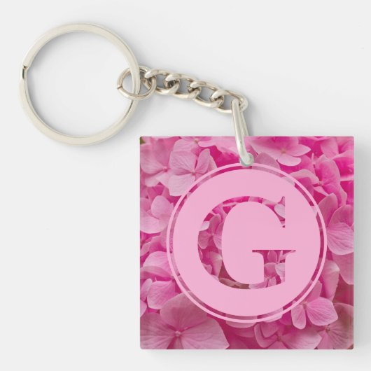 Porte-clés LETTRE Florale rose "G" ET XO (Devant)