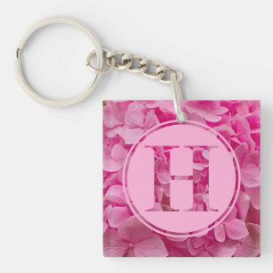 Porte-clés LETTRE Florale rose "H" ET XO
