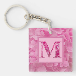 Porte-clés LETTRE Florale rose LETTRE "M" Porte - clé acryliq