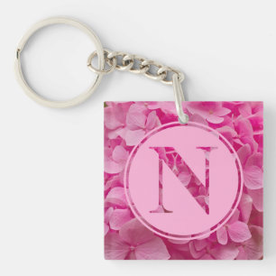 Porte-clés LETTRE Florale rose "N" ET XO