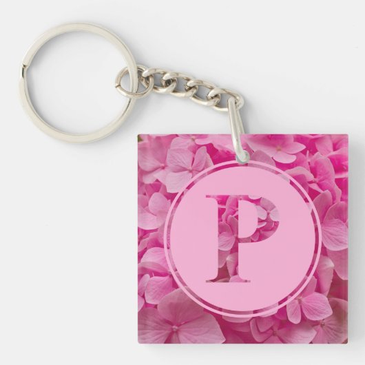 Porte-clés LETTRE Florale rose "P" ET XO (Devant)