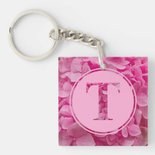 Porte-clés LETTRE Florale rose "T" ET XO