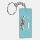 Porte-clés Lettre G Monogramme initial Floral Couleur personn (Devant gauche)