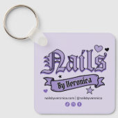 Porte-clés Lettre gothique violette Qr Code Onglerie (Recto)
