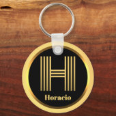 Porte-clés LETTRE H MONOMOGRAPHIQUE D'OR Personnalisée (Recto)