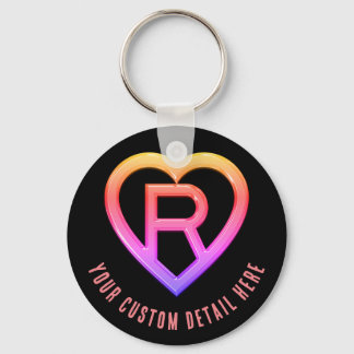 Porte-clés Lettre initiale au coeur brillant R