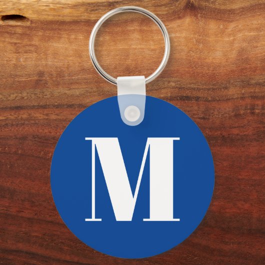 Porte-clés LETTRE INITIALE Bleu Profond Monogramme Moderne De (Verso)