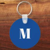 Porte-clés LETTRE INITIALE Bleu Profond Monogramme Moderne De (Recto)