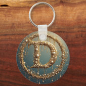 Porte-clés Lettre initiale D en monogramme doré (Recto)