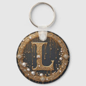 Porte-clés Lettre initiale de monogramme doré L (Verso)