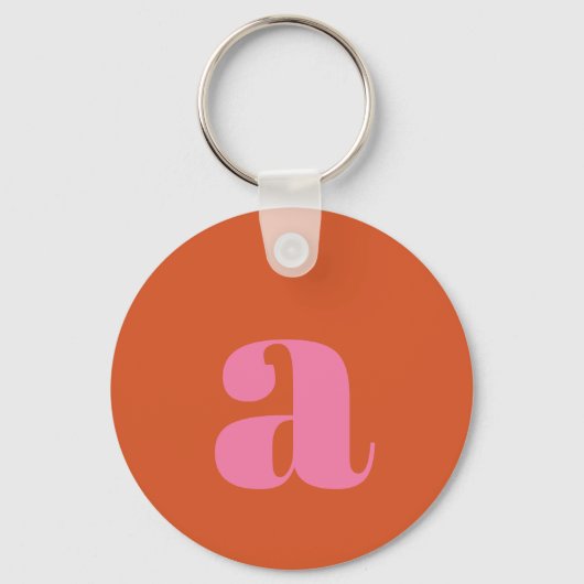 Porte-clés Lettre initiale de monogramme moderne rose orange (Recto)