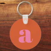Porte-clés Lettre initiale de monogramme moderne rose orange (Recto)