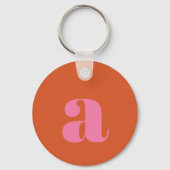 Porte-clés Lettre initiale de monogramme moderne rose orange (Verso)