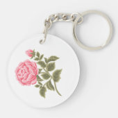Porte-clés Lettre initiale du Rose floral Monogramme Nom Coup (Dos)
