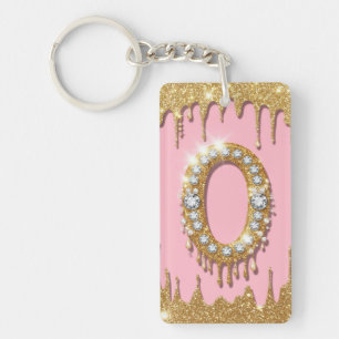 Porte-clés Lettre initiale en or O diamant rose cadeau pour f