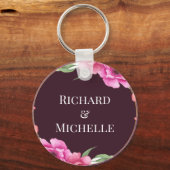 Porte-clés Lettre initiale florale de couronne Monogramme Nom (Verso)