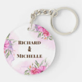 Porte-clés Lettre initiale florale de couronne Monogramme Nom (Dos)