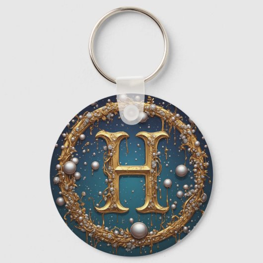 Porte-clés Lettre initiale H en monogramme doré (Recto)